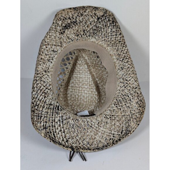 DPC Dorfman Pacific Cowboy Hat Western Raffia Straw Vented Sun Snakeskin Print - Picture 5 of 6
